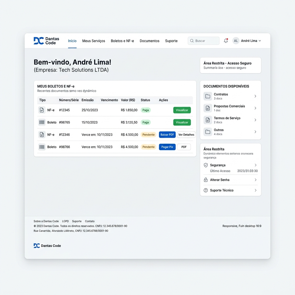 Portal Restrito do Cliente em Português